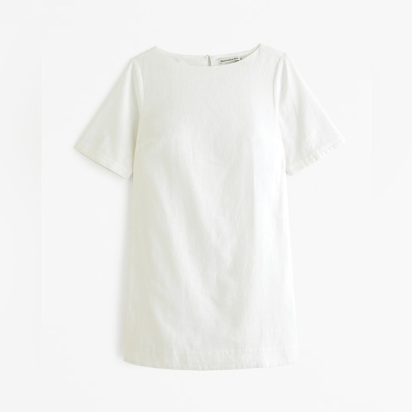 Abercrombie & Fitch t shirt dress linen blend white XXSP w pockets - Picture 1 of 10